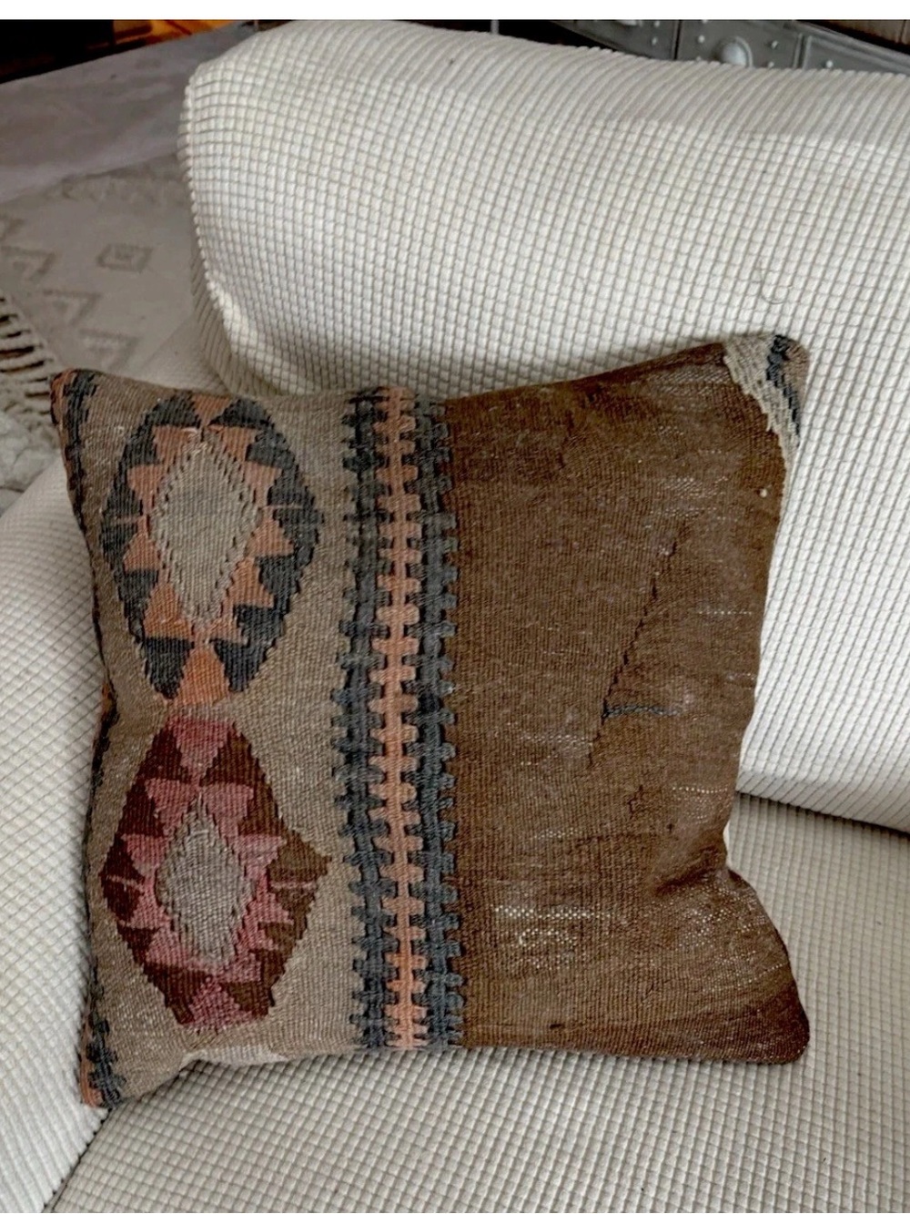 Turkish KILIM Pillow Cover 17” Square NEW!